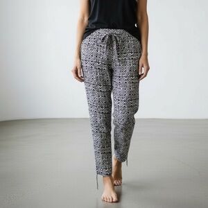 Lauren Ralph Lauren black white tribal print viscose casual belted pants